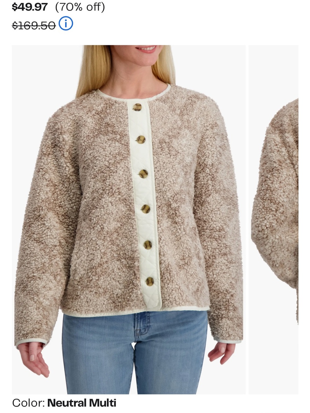 Lucky Brand Faux Shearling Button Front Jacket